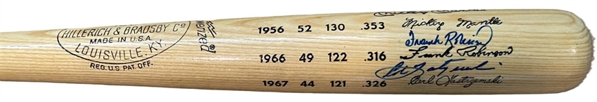 Triple Crown Winners Signed Baseball Bat w/ Mantle, Williams & Others! (JSA)
