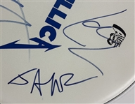 Metallica Group-Signed 14" Drumhead – James Hetfield, Lars Ulrich, Kirk Hammett & Jason Newsted (Beckett/BAS)