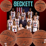 1992 Dream Team Signed Basketball w. Jordan, Johnson, Bird, Barkley & More! (12 Sigs)(UDA & PSA Holo)(Beckett/BAS)