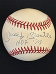 Mickey Mantle Superb Single Signed Baseball with "HOF 74" Inscription (JSA LOA)