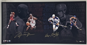 Michael Jordan & Wayne Gretzky Impressive Signed "Undisputed Icons" 36" x 18" Limited Edition Photo Collage in Framed Display (UDA & Beckett/BAS LOA)